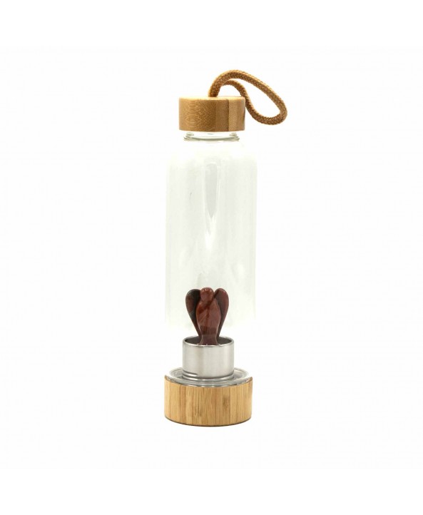 Red Jasper - Angel Crystal Infused Glass Water Bottle Red Jasper - Angel Crystal Infused Glass Water Bottle