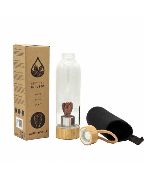 Red Jasper - Angel Crystal Infused Glass Water Bottle