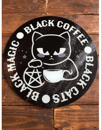 Black Cat, Black Coffee Glass Chopping Board