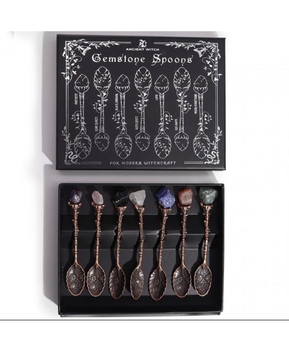 Set of 7 bronze gemstone crystal spoons Set of 7 bronze gemstone crystal spoons