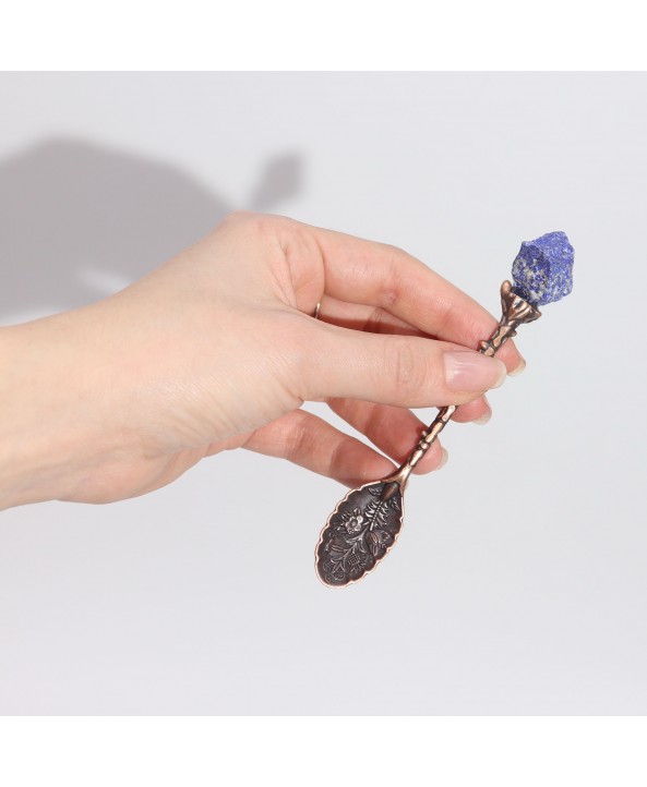 Set of 7 bronze gemstone crystal spoons
