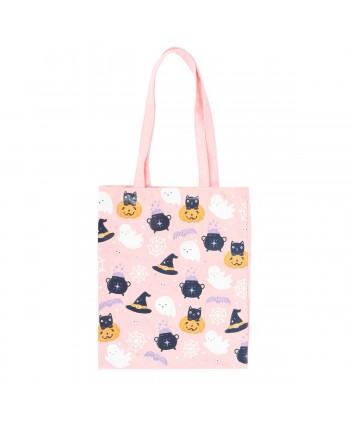 Cute Pink Halloween Print Tote Bag