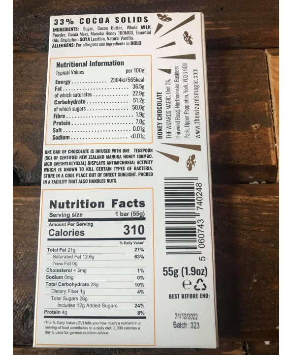 Wizards Enchanted Forest Chocolate Bar - Manuka Honey