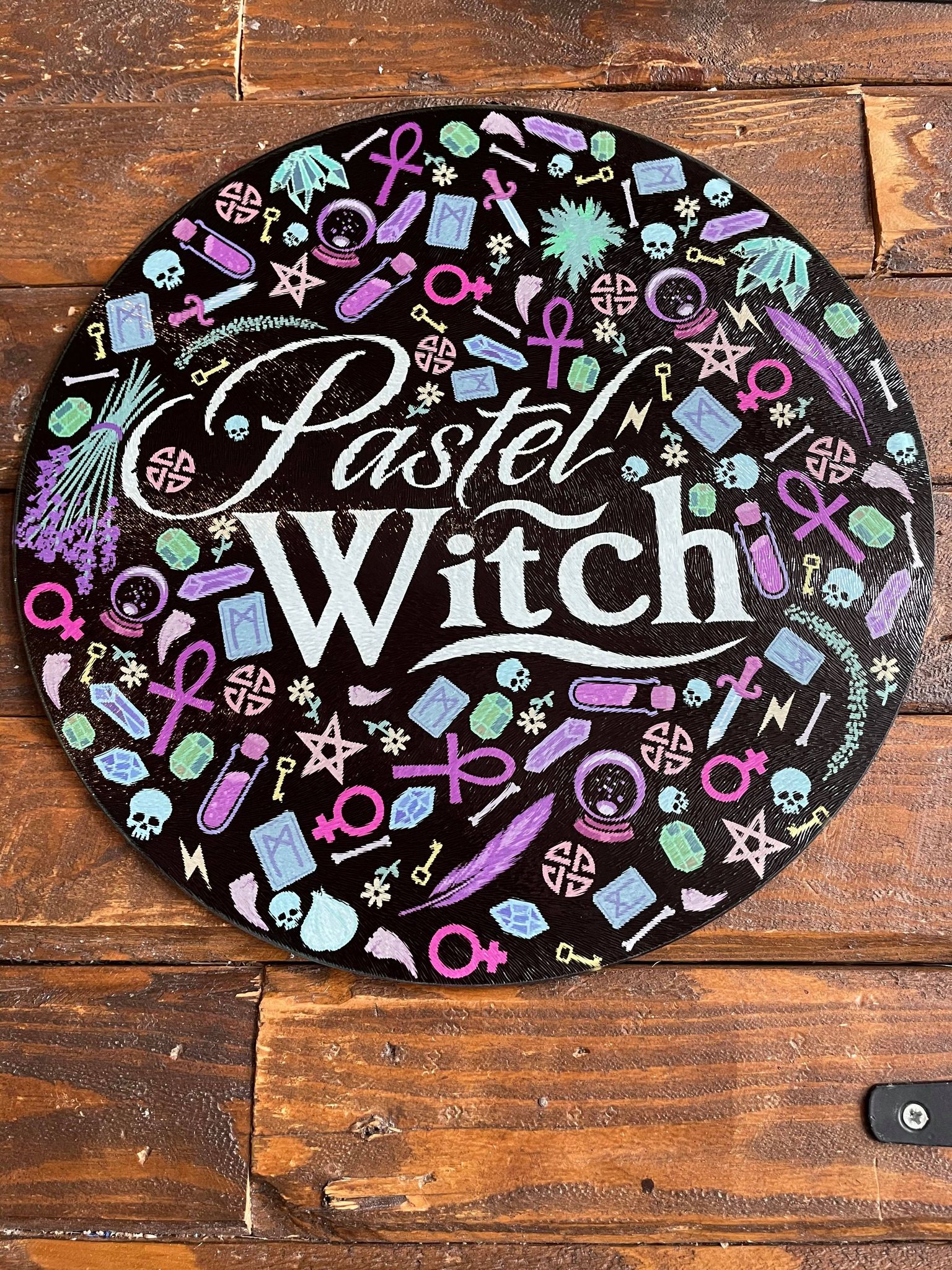 Pastel Witch Glass Chopping Board