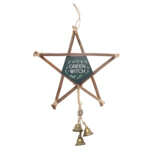 Green Witch Willow Pentagram with Bells