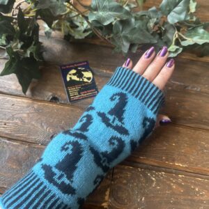 Knitted Cat & Witches Fingerless Gloves